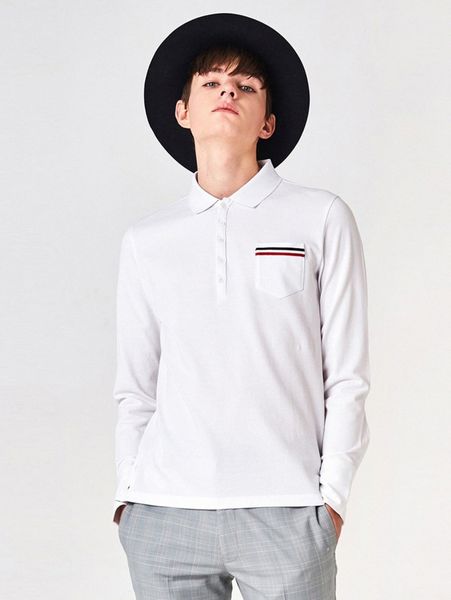 

men patched pocket polo shirt 61es#, White;black