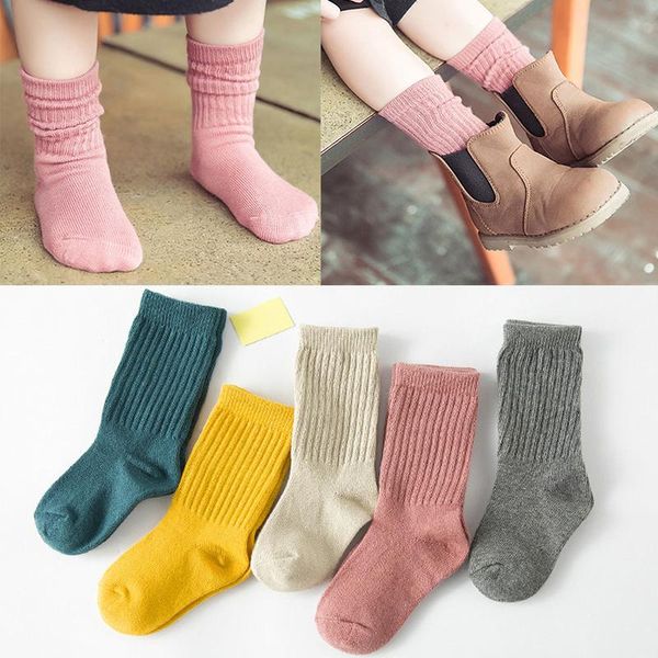 

socks candy color ribbed kids autumn winter knit soft baby girls boys short children breathable warm floor 1-6years, Pink;yellow