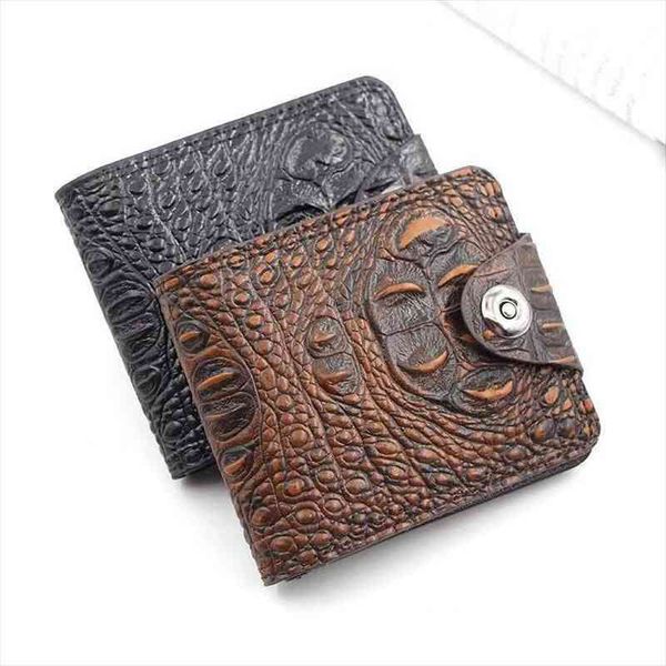 

style mens short wallet retro crocodile pattern multi function leather fashion card coin purse, Red;black