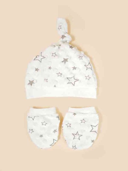 

baby star pattern hat & 1pair gloves she01, Yellow