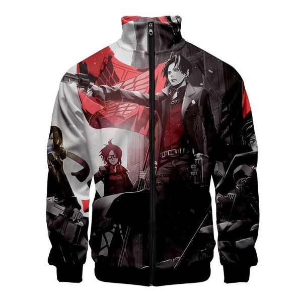 

men's jackets attack on titan clothes stand collar zipper jacket women/men long sleeve streetwear oversized tracksuit, Black;brown