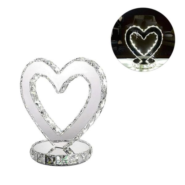 

strings modern heart shape table light decoration simple bedside crystal lamp deskornament with us plug for bedroom (white light)