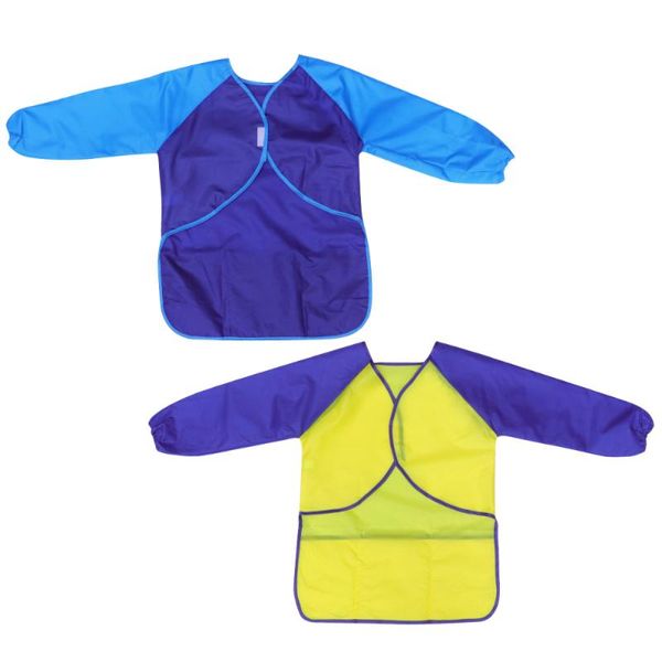 

aprons 2 pcs children's artists waterproof fabric long sleeves painting for class crafts art activities (blue a