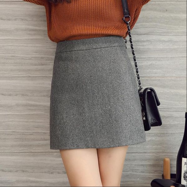 

s 2xl fall winter woolen thickened mini skirt women 2021 a line spring gray skirts women ladies skirt womens skirts female, Black