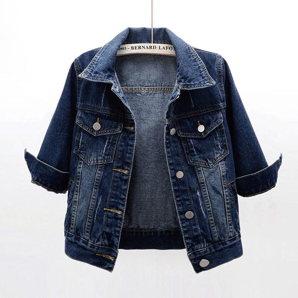 

women's jackets spring autumn korean denim jacket women casual three quarter sleeve outerwear plus size 5xl slim short jeans coat femal, Black;brown