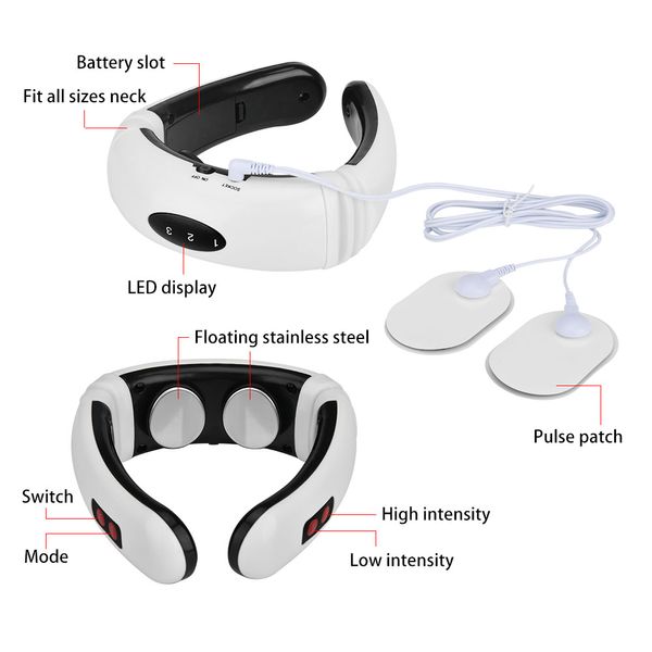 

electric pulse neck massager heating magnatic therapy relief cervical traction fatigue compress kneading massage health care