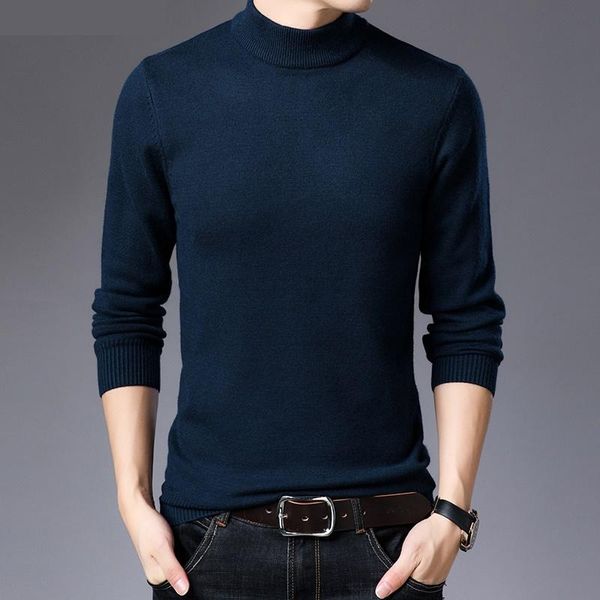 

men's sweaters half-high collar winter long sleeve sweater 2021 men solid color pullover casual slim knitted zde2696, White;black