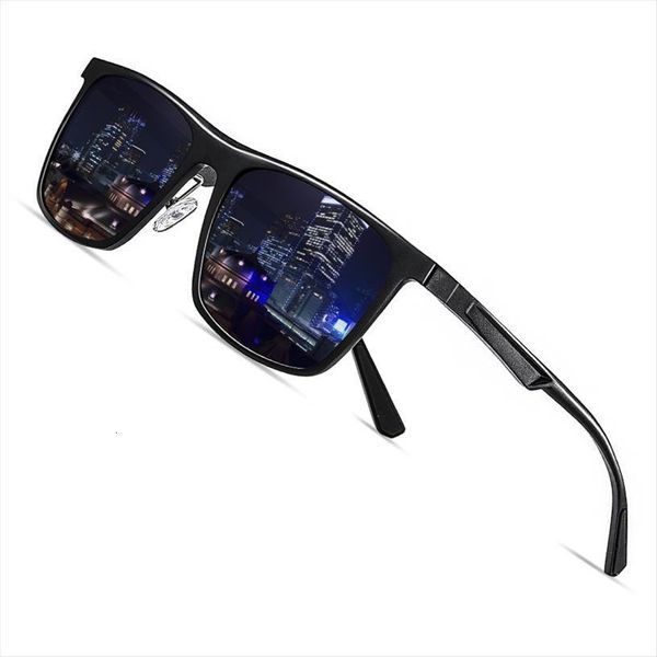 

square aluminum magnesium polarized sunglasses for men brand design anti glare male glasses driving oculos masculino, White;black