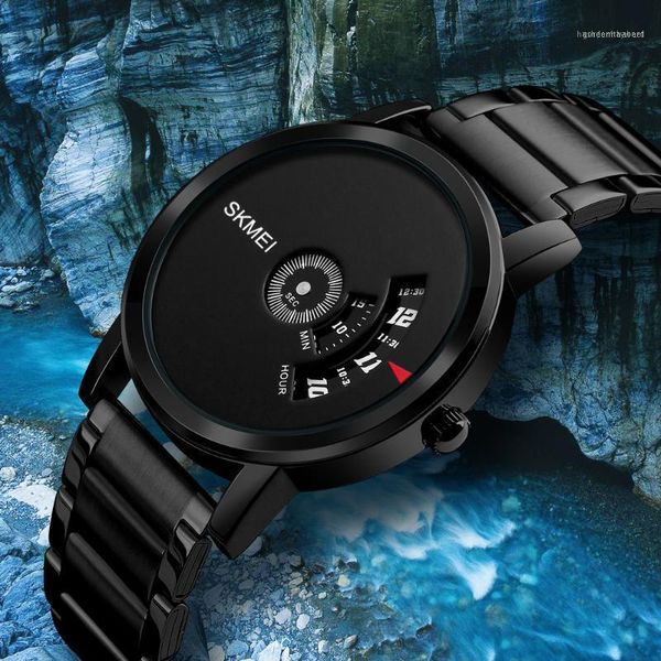 

wristwatches skmei style rifle color fashion men quartz watch luxury full steel band waterproof casual men's watches relogio masculino1, Slivery;brown