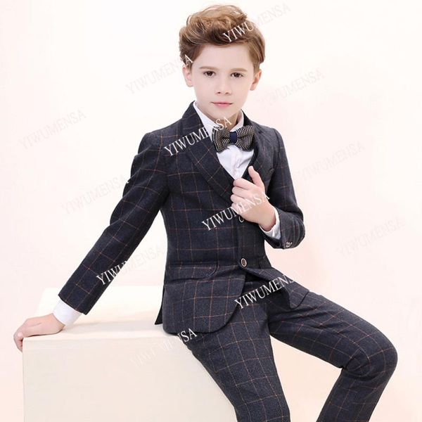 

men's suits & blazers handsome plaid children for wedding custom made 3 pieces set jacket&vest&pants slim fit costume homme mariage ter, White;black