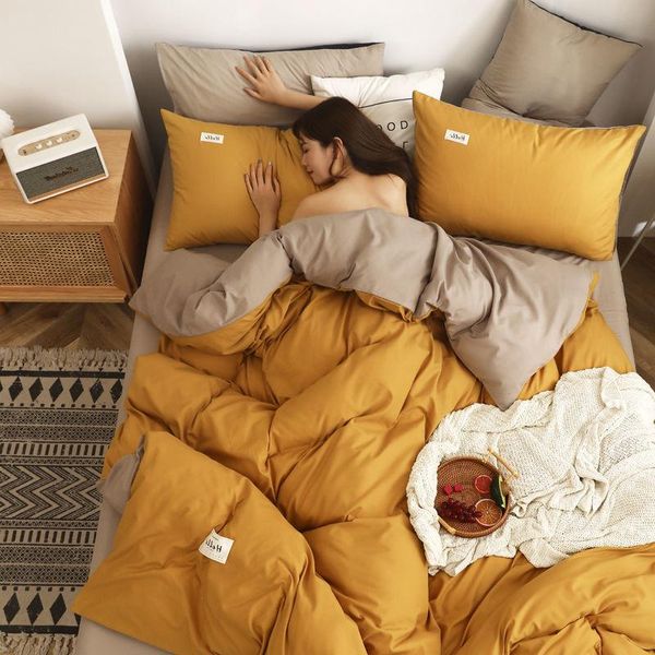 

bedding sets home textile bed set 2 people fashion simple style linen duvet cover flat sheet winter