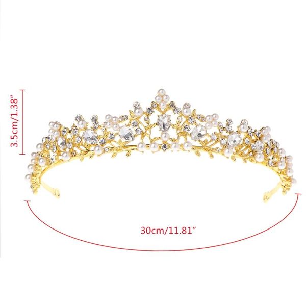 

hair clips & barrettes pearl crown bride wedding tiara princess jewelry women luxury queen decoration, Golden;silver