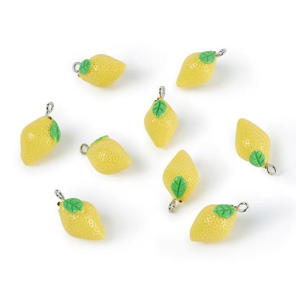 

20pcs 3d mini fruit lemon resin charms pendants for diy craft fit bracelet jewelry finding handmade 20x12mm, Bronze;silver