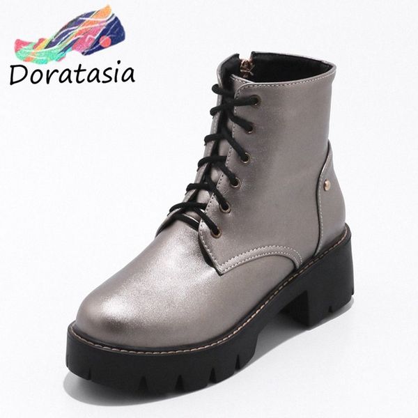 

womens 2019 big size 43 chunky heels ankle boots woman shoes casual cool shoelaces shoes women motorcycles boots slipper i2xc#, Black