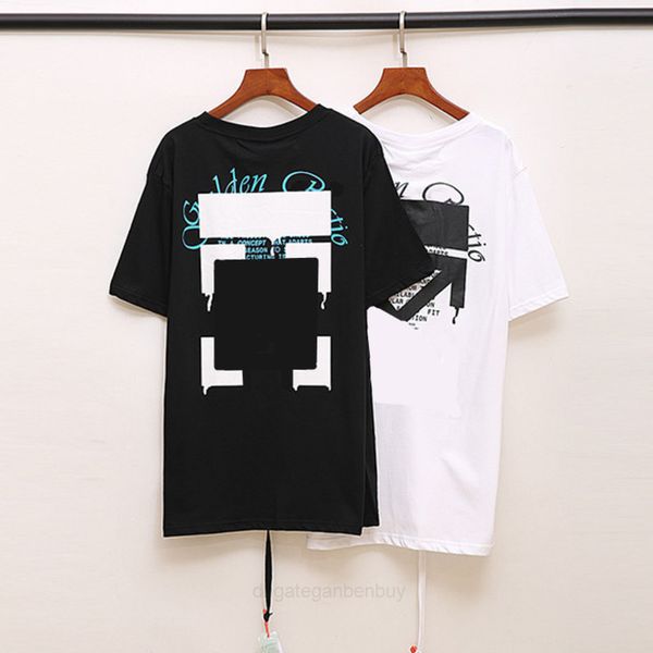 Moda Luxo Verão Mens Mulheres Designers Camisetas Loose Tees Offs Marcas Homem Casual T-shirts Roupas de Luxo Voltar Carta Seta Street Hip Hop