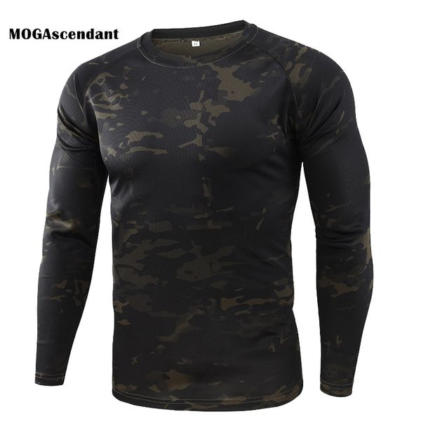 

camouflage t shirt men's breathable quick dry long sleeve t-shirt male outdoor sports army combat tactical military camo tshirts 210317, White;black