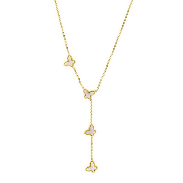 

pendant necklaces elegant butterfly charms natural shell tassel necklace gold chain mother of pearl gilding v choker bracelet woman birthday, Silver