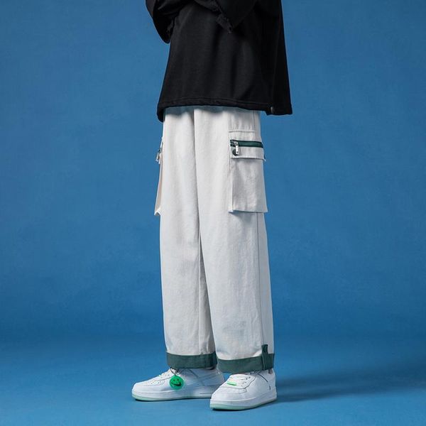 

men's pants straight overalls fashion brand versatile loose ulzzang japanese lazy high street ins wide leg, Black