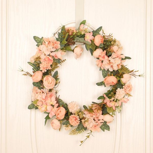 

artificial wreaths flower rose bud vine circle decorative rose wreath 40cm simulation garland for wedding party decoration#35