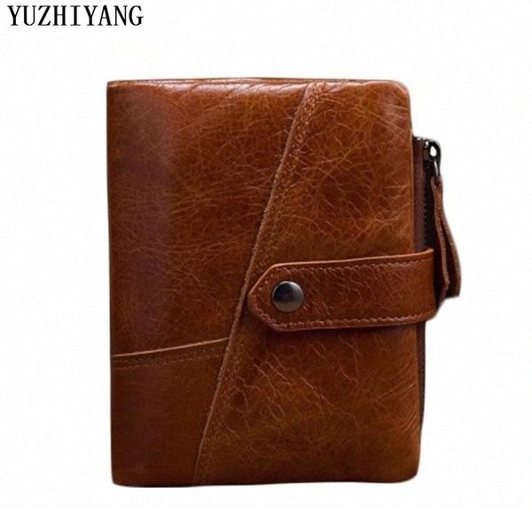 

oil wax man wallet leather genuine fashion brown man purse with money clip small mens wallet short f6in#, Red;black