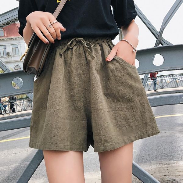 

women's shorts 2021 out wear high waist wide leg women korean style loose leisure thin sports fashion solid color, White;black