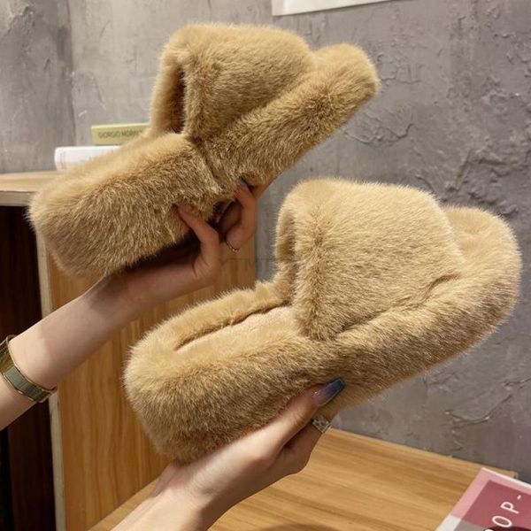 

slippers women 2021 autumn winter comfortable fashion plush cute home furry sandals ytmtloy house shoes zapato mujer, Black