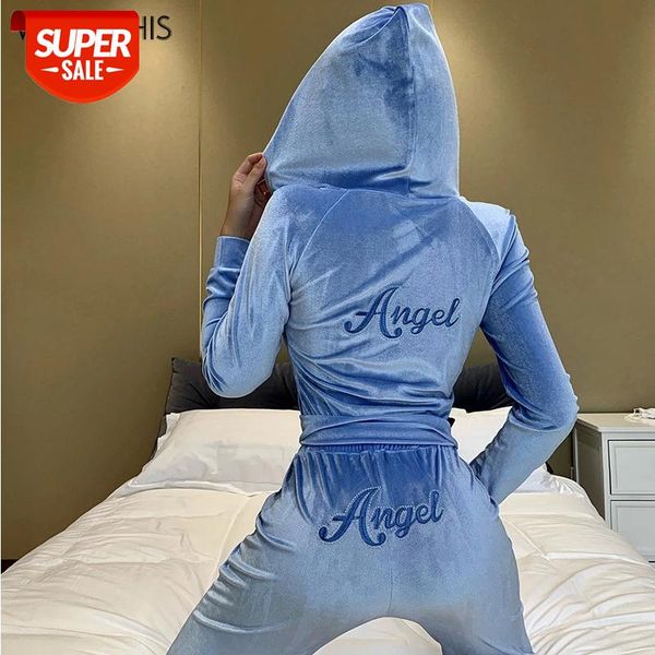 

wannathis letter print hooded jackets two piece set women long sleeve and loose pants tracksuits women casual autumn sets #v42j, White