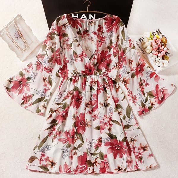 

staerk fairy fan floral three-piece type together students conservative belly show thin bubble spring bathing suits female