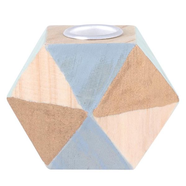 

candle holders wooden candlestick irregular small funny creative decorative deskornament for home (small size blue)