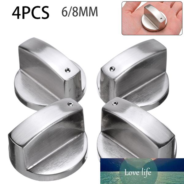 4 pcs Botões de fogão a gás 6mm / 8mm Metal Prata Gas Gas Cooker Botões Adaptadores Switch Forno Peças de Cozinha Acessórios