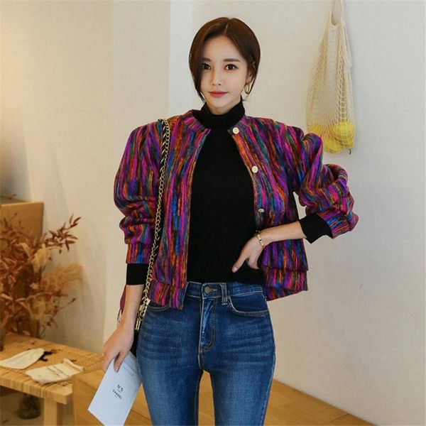

women's jackets high waist colorful coats loose casual stylish 2021 women chic elegance feminine cardigans all match warm, Black;brown