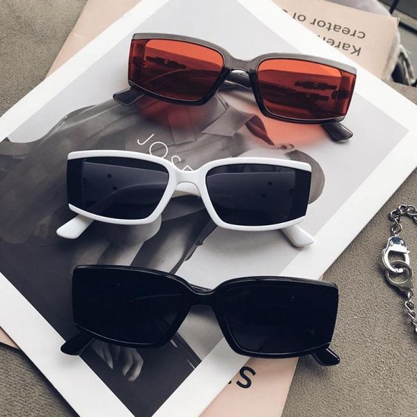 

sunglasses longkeeper retro rectangle women 2021 fashion 90s black red sun glasses men square eyewear shades uv400 gafas de sol, White;black