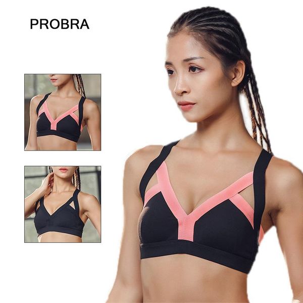 

probra sports bra high impact underwire breathable seamless woman vest for fitness yoga running, White;black