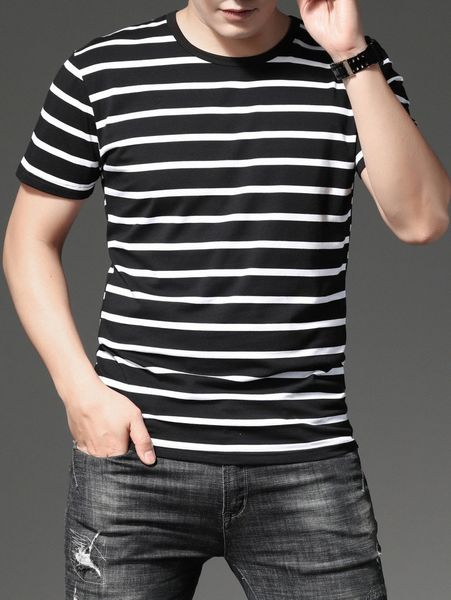 

men striped print tee f22y#, White;black