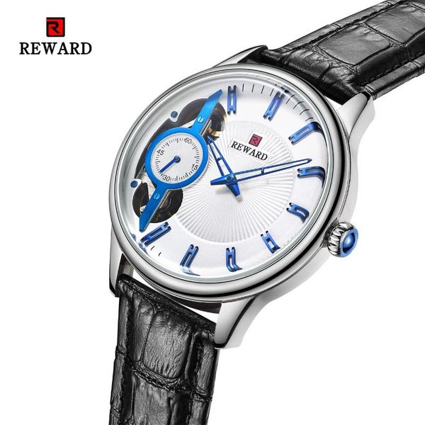 

wristwatches automatic mechanical mens watches tourbillon skeleton men business watch casual leather relogio masculino with gift box, Slivery;brown