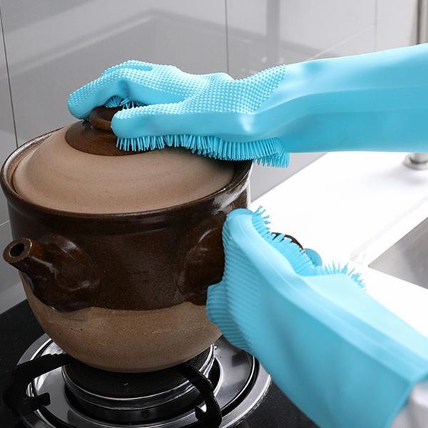 

disposable gloves food grade silicone multi-purpose lazy dishwashing thick durable convenient scrub brush cleaning tools for home