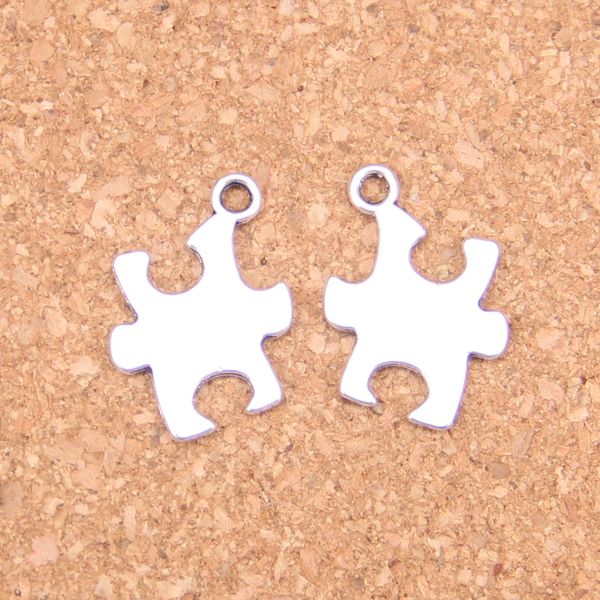 133pcs argento antico placcato bronzo placcato puzzle pezzo autismo consapevolezza charms ciondolo collana fai da te braccialetto risultati braccialetto 20 * 14mm