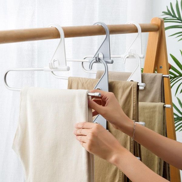 

hangers & racks multi-layer stainless steel trouser hanger pants clip wardrobe storage rack magic hanging room organizer