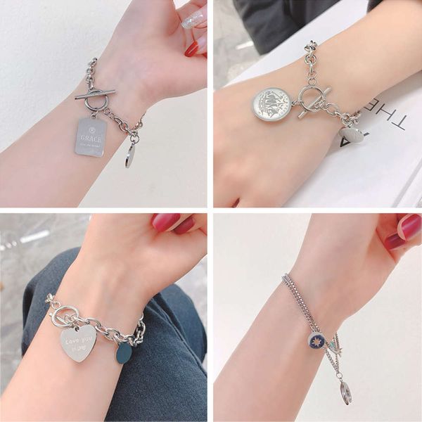 

,bracelet harajuku wind network fashion personality street coin titanium steel bracelet women cold korean version simple hand jewelry, Golden;silver