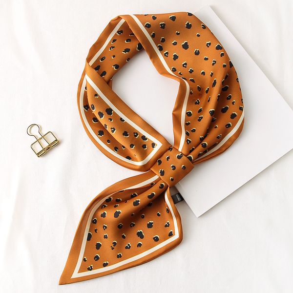 

2021 fashion leopard silk scarf women's korean-style spring autumn narrow long ribbon neckerchief small hair neck scarves, Blue;gray