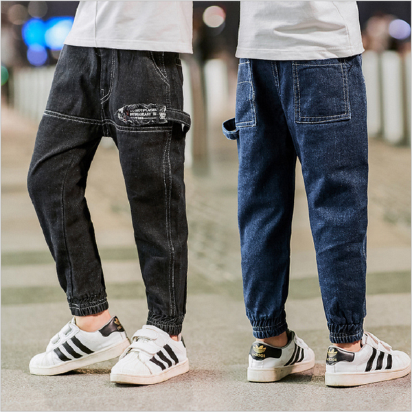 

spring fashion jeans for boys kids clothes long denim pants print elasticity autumn jeans baby boys childrens jeans for 4-14t, Blue