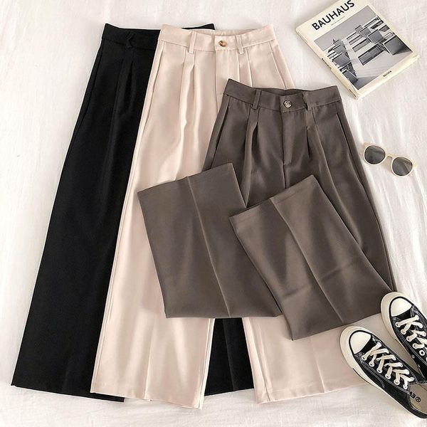 

women's pants & capris wide-leg suit 2021 spring and summer korean-style loose slimming casual straight-leg fashion, Black;white