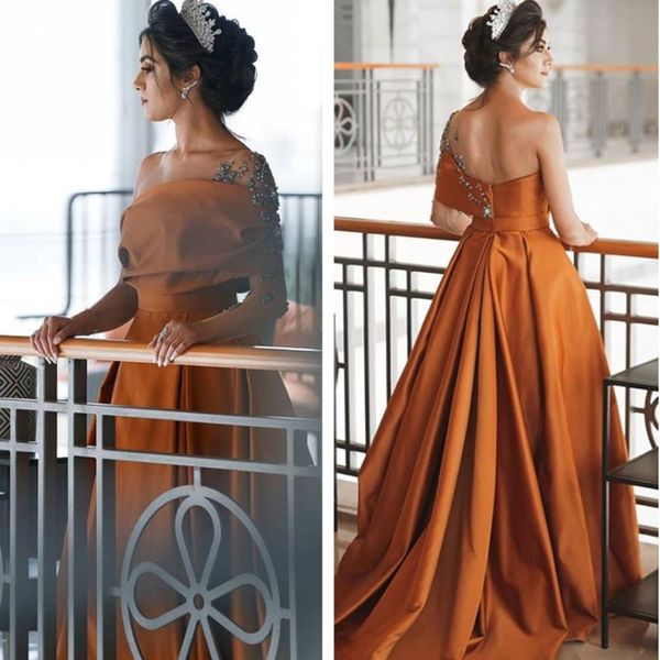 

elegant one shoulder evening dresses crystals beaded ruched sweep train a line custom made prom party gown formal occasion wear vestido, Black;red