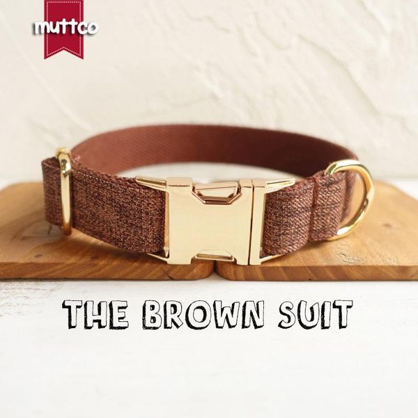 

dog collars & leashes muttco retailing self-designed fashion handmade collar like gentleman the brown suit 5 sizes udc039j