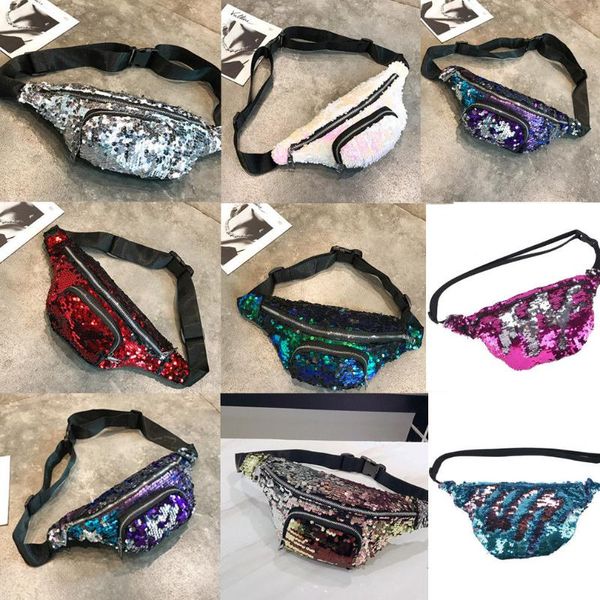 

waist bags 2021 fashion sequins women packs bag fanny pack belt pouch travel sport hip zipper