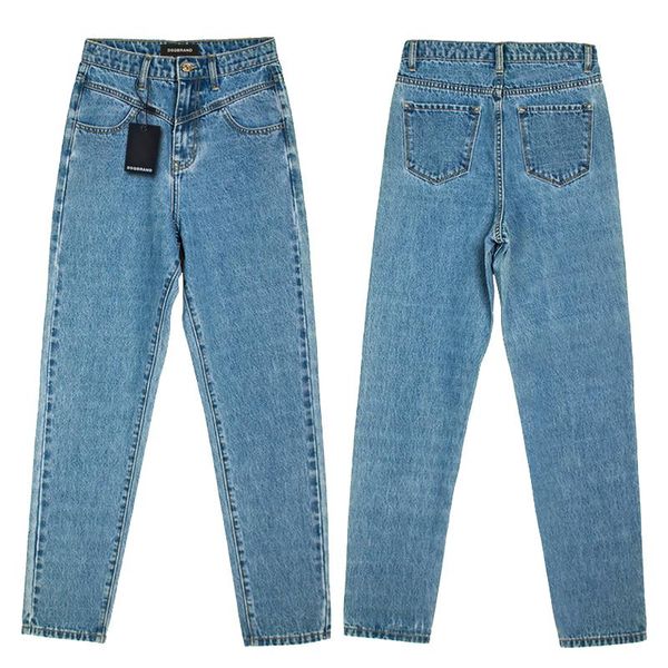 

women's jeans dsqbrand high end luxury light blue summer fashion pants + letter label personalized simple design