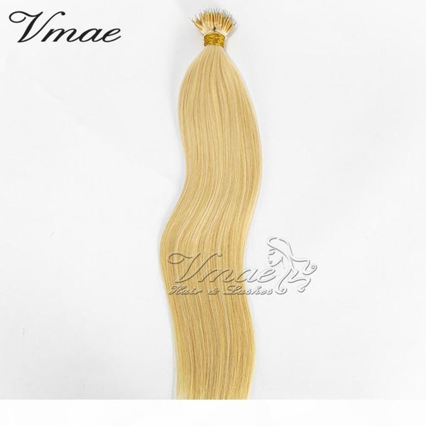 

vmae indian human virgin remy 20 inch single drawn straight 100g blonde nano ring tip keratin pre bonded human hair extensions, Black