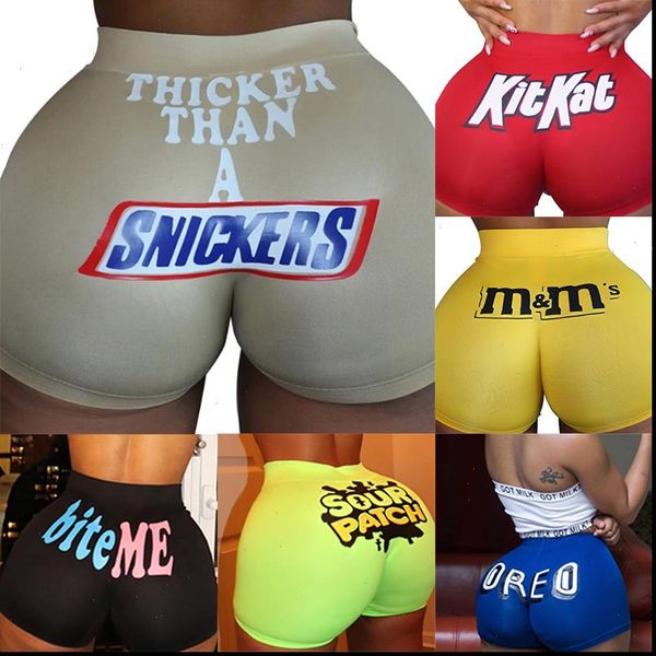 

booty shorts women clothes snicker print shorts summer casual high waist shorts skinny outdoor biker short dropship, White;black