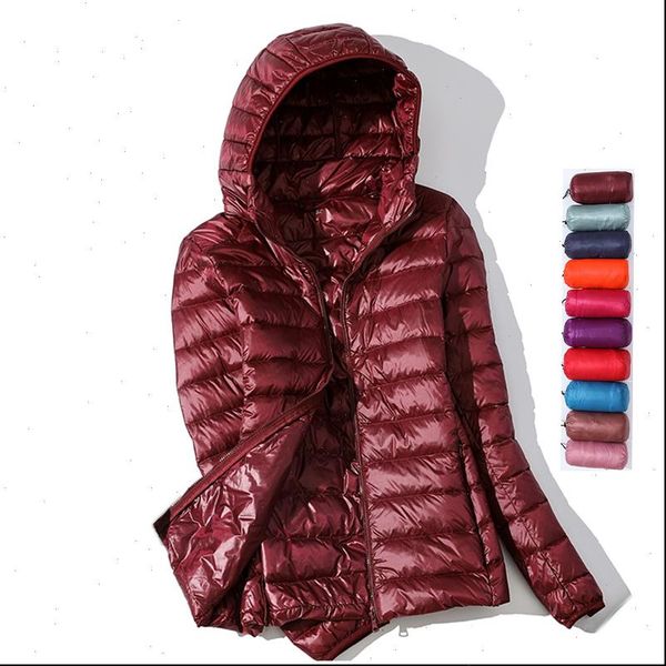 

ultra light down jacket 2021 new parkas basic jackets female women velvet hooded coats autumn down jacket womens outwear, Black