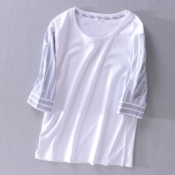 

2021 new design patchwork summer shirt half sleeve striped solid t-shirt mens fashion casual o-neck t shirts for men camiseta ni5o, White;black